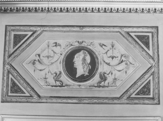 motivi decorativi a grottesca/ testa d'uomo di profilo (dipinto) di Borsato Giuseppe, Lucchesi G. B (sec. XIX)