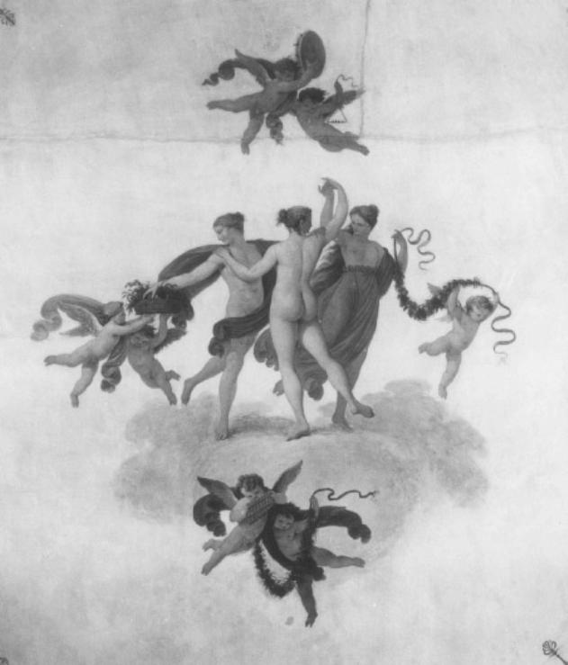 Grazie e putti alati (dipinto) di Bevilacqua Giovanni Carlo (sec. XIX)