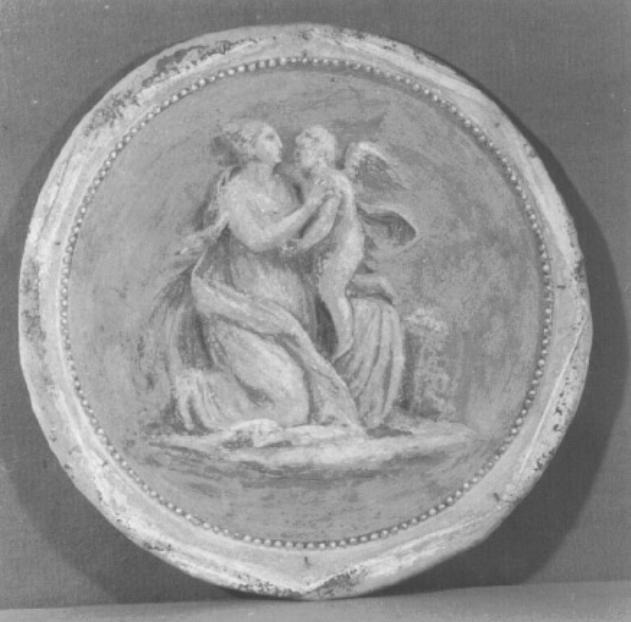 figura allegorica femminile con Amorino (dipinto) di Bison Giuseppe Bernardino (attribuito) (primo quarto sec. XV)