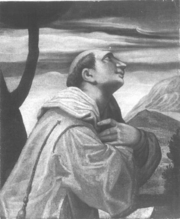santo in preghiera (dipinto, frammento) di Theotokopulos Domenico detto el Greco (attribuito) (fine/inizio secc. XVI/ XVII)