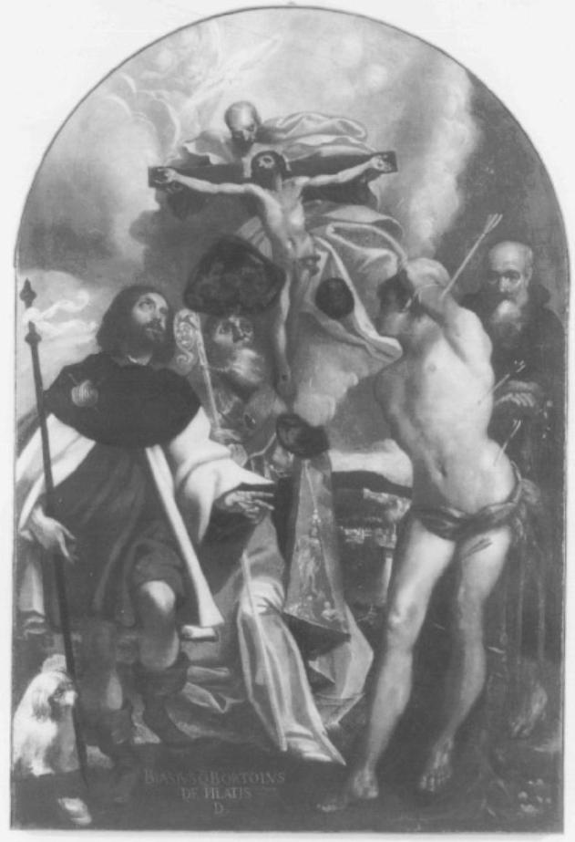 Trinità e santi (dipinto) di Corona Leonardo (attribuito) - ambito veneto (fine sec. XVI)