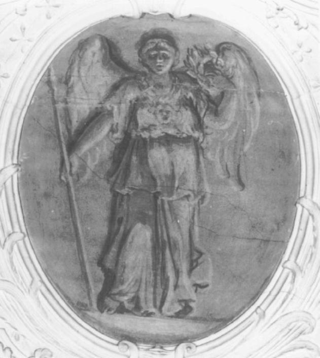 angelo con corona di alloro e lancia (dipinto) - ambito veneto (primo quarto sec. XVIII)