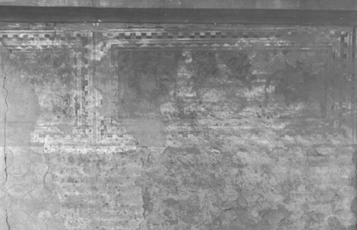 motivi decorativi geometrici a cornice (dipinto, frammento) - ambito trevigiano (?) (prima metà sec. XV)