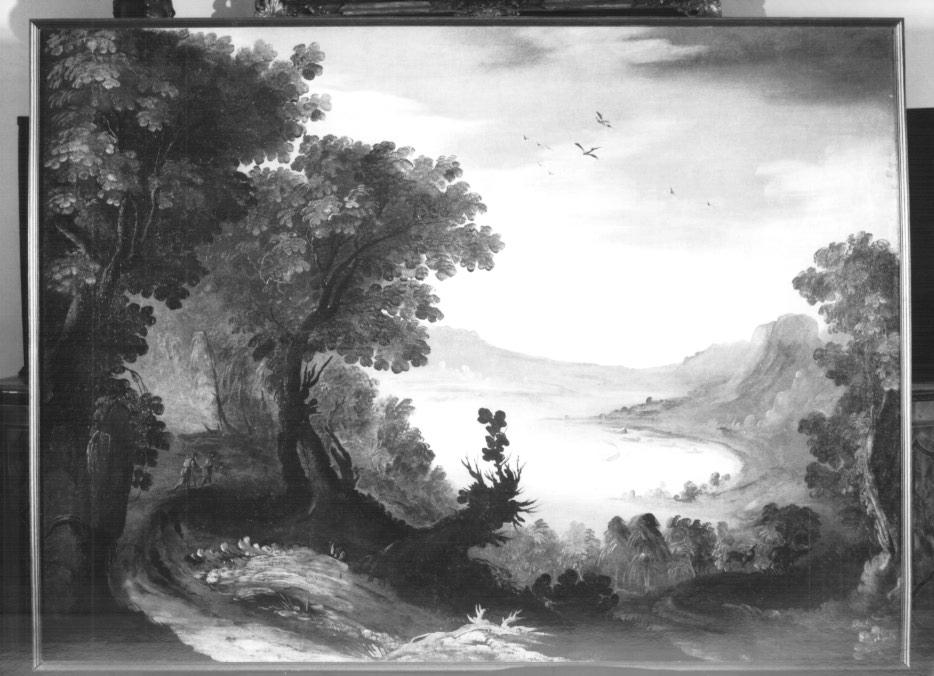 paesaggio lacustre (dipinto) - ambito veneto (sec. XVIII)