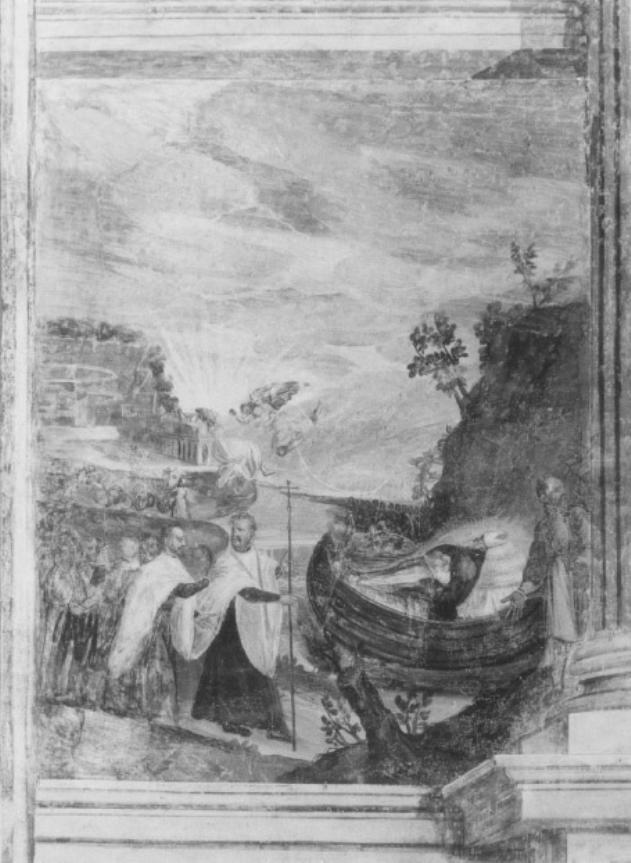 Traslazione del corpo di San Tiziano conteso tra eraclensi e opitergini (dipinto) di Negretti Jacopo detto Palma il Giovane (cerchia) (sec. XVII)