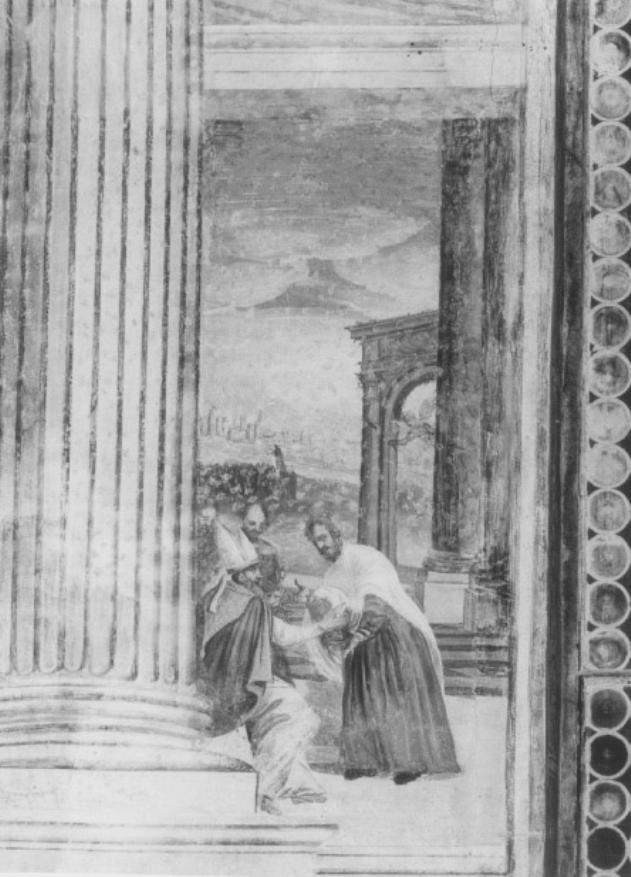 San Floriano consegna le chiavi di Oderzo al successore San Tiziano (dipinto) di Negretti Jacopo detto Palma il Giovane (cerchia) (sec. XVII)