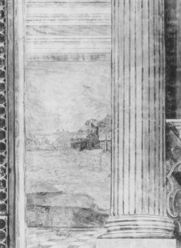 veduta di chiesa veneziana (dipinto) di Negretti Jacopo detto Palma il Giovane (cerchia) (sec. XVII)