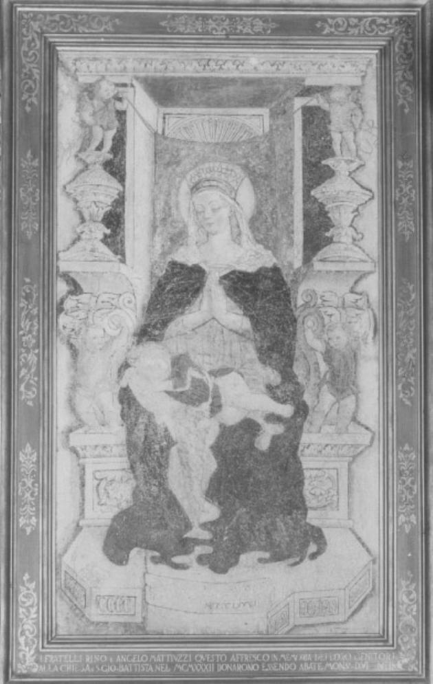 La Madonna in trono col Bambino (dipinto) di Bellunello Andrea (attribuito) (sec. XV)