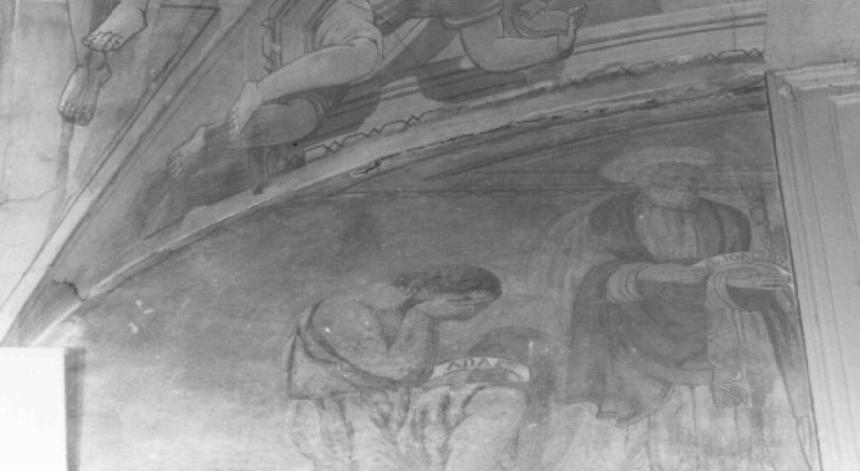 Adamo, S. Gioacchino, S. Giuseppe battista e Ber- nardetta (dipinto) di Donati Carlo (secondo quarto sec. XX)