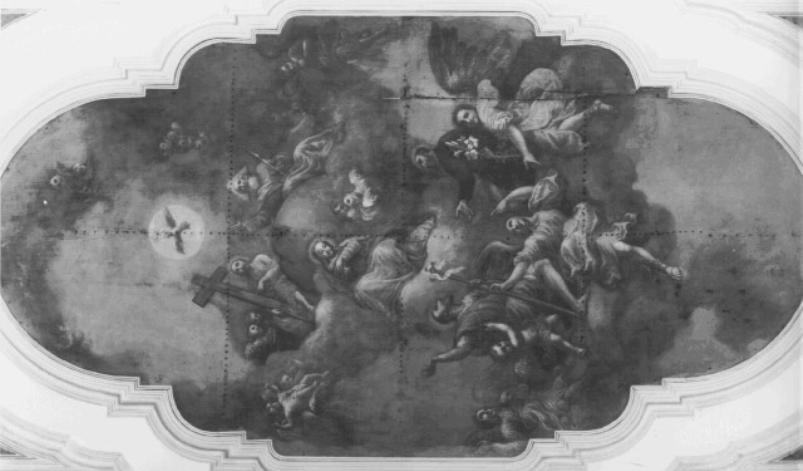 La Trinita', la Madonna e i Santi Giovanni Battista e Gaetano da Thiene (dipinto) - ambito veneto (sec. XVII)