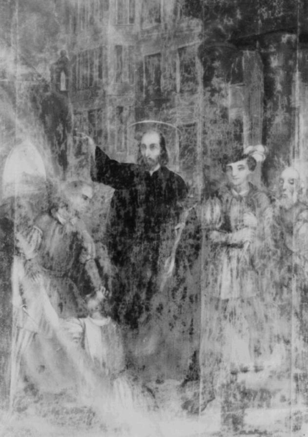 S. Gaetano benedice un gruppo di devoti (dipinto) - produzione Italia settentrionale (sec. XVII)
