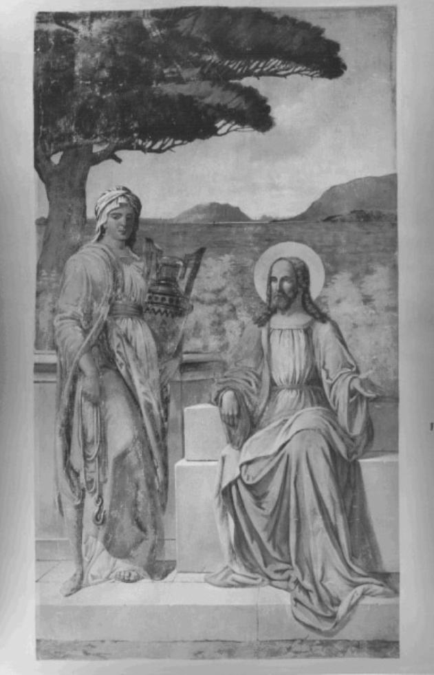 Ges- al pozzo con la Samaritana (dipinto) di Brollo Antonio (ultimo quarto sec. XIX)
