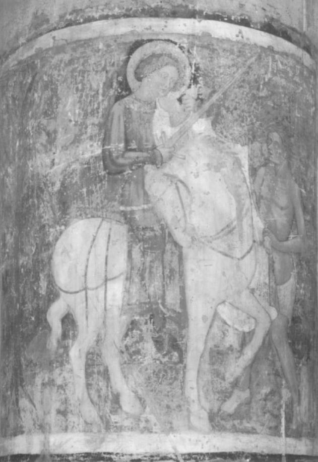 San Martino che dona il mantello (dipinto) di Tommaso Da Modena (maniera) - ambito emiliano (fine sec. XIV)