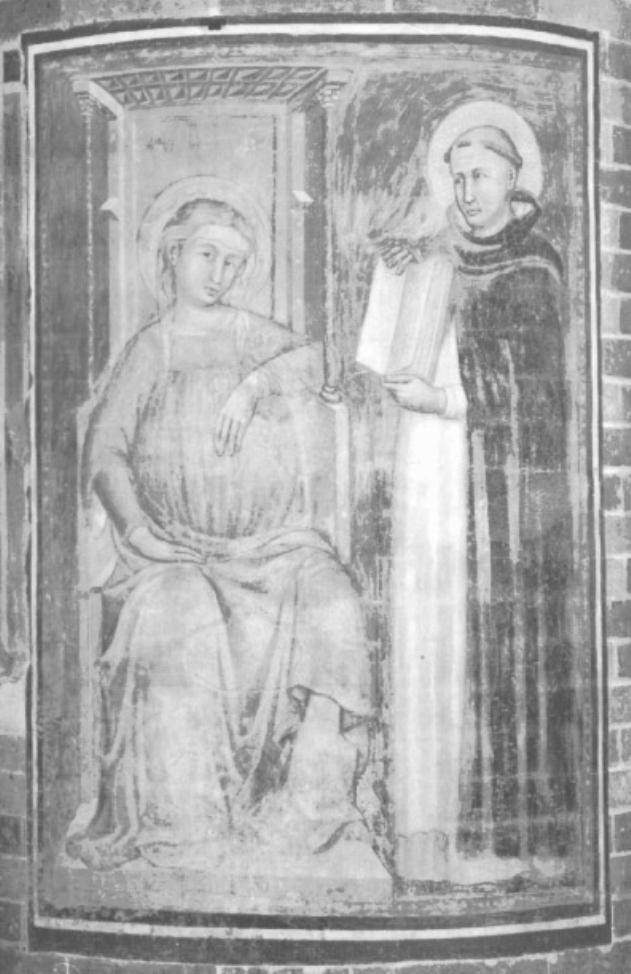 Madonna in trono e San Tommaso d'Aquino (dipinto) di Tommaso Da Modena (maniera) - ambito emiliano (seconda metà sec. XIV)
