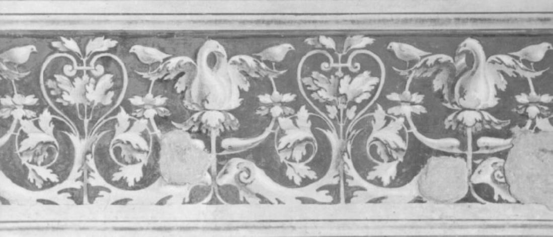 motivi decorativi vegetali con uccelli (dipinto) di Giovanni Matteo Detto Teutonico (attribuito) - ambito trevigiano (secc. XV/ XVI)