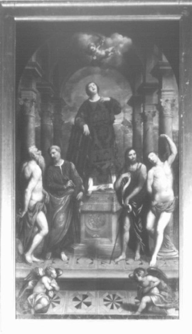 San Lorenzo e Santi (dipinto) di Bordone Paris (sec. XVI)