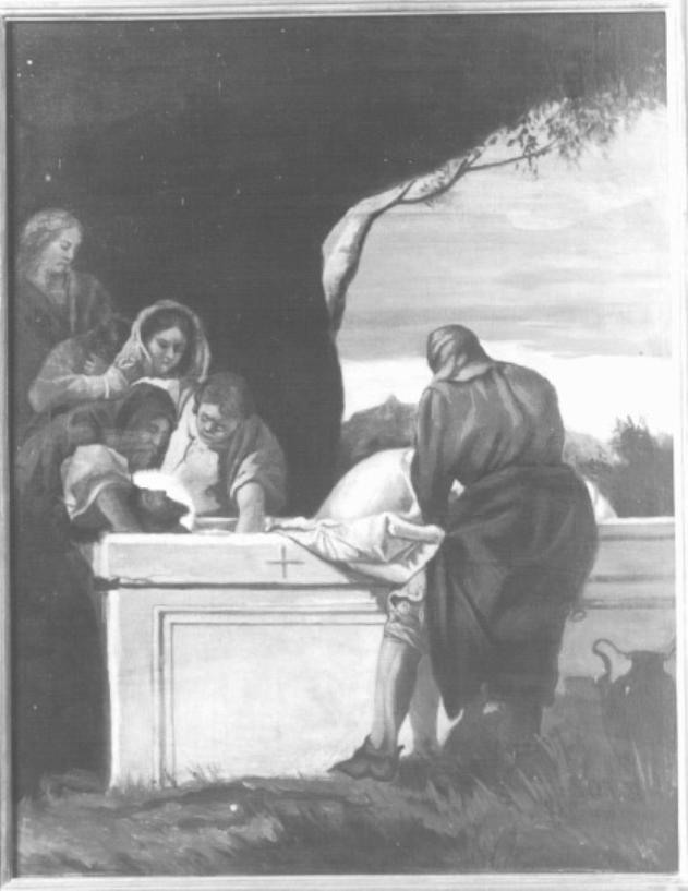 stazione XIV: Gesù deposto nel sepolcro (dipinto) di Caliari Paolo Detto Paolo Veronese (maniera) - ambito veneto (ultimo quarto sec. XVI)