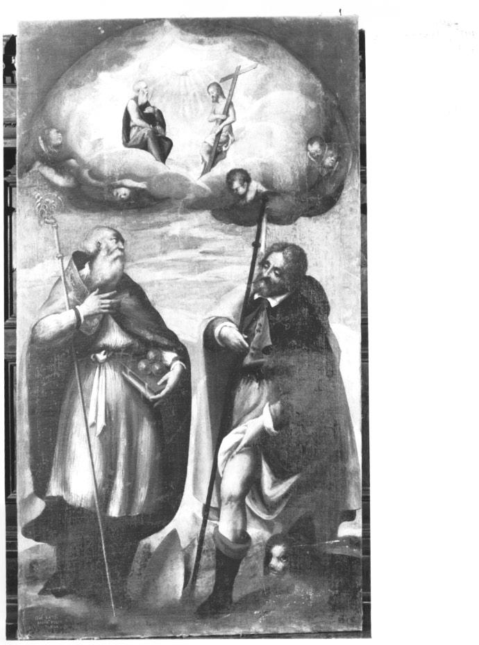 Trinità con San Nicola di Bari e San Rocco (dipinto) di Bissoni Giovan Battista - ambito padovano (fine sec. XVI)