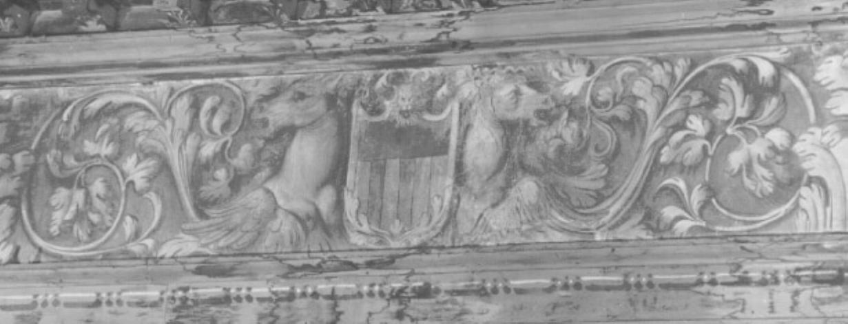 motivi decorativi vegetali/ cavalli alati/ stemma (dipinto) di Campagnola Domenico (attribuito) (sec. XVI)