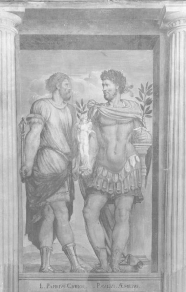 M. Papirio Cursore/ L. Paolo Emilio il giovane (dipinto) di Stefano Dall'arzere (sec. XVI)