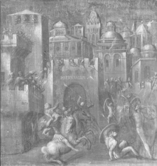 assedio di Gerusalemme (dipinto) di Campagnola Domenico (sec. XVI)