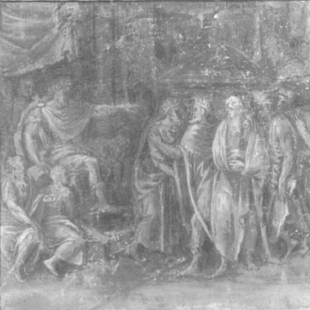 Antonino Pio fa da giudice nelle contese dei re (dipinto) di Campagnola Domenico (sec. XVI)