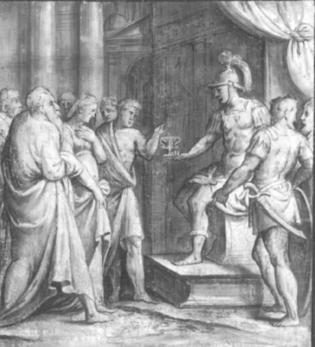 Scipione l'Africano restituisce una vergine al suo sposo (dipinto) di Stefano Dall'arzere (sec. XVI)