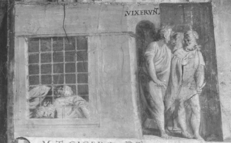 carcere dei congiurati scoperti da Cicerone (dipinto) di Stefano Dall'arzere (sec. XVI)