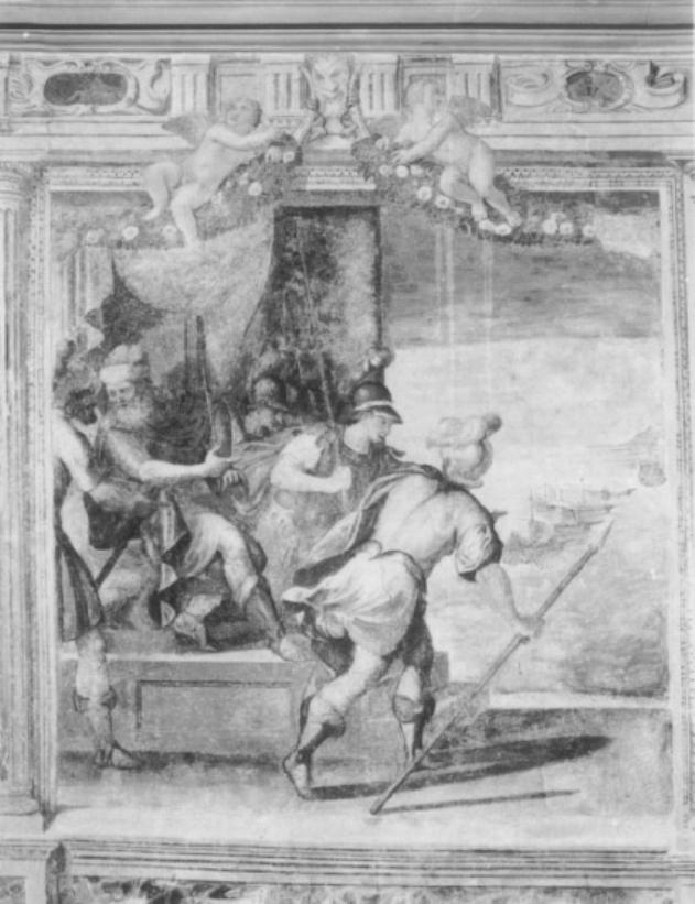 Eeta fa inseguire gli argonauti/ putti alati/ festoni/ mascherone (dipinto) di Caliari Benedetto (attribuito) (sec. XVI)