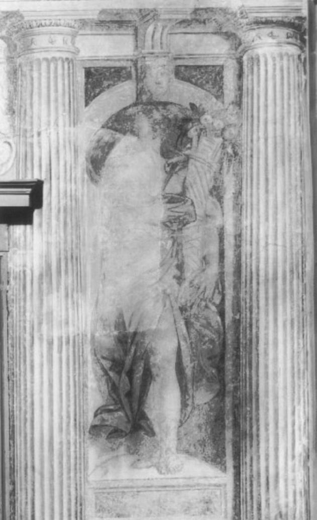 figura allegorica femminile: l'estate/ motivi architettonici a trompe l'oe il/ motivi decorativi a finti marmi (dipinto) di Caliari Benedetto (attribuito) (sec. XVI)