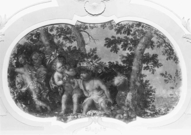 scena campestre con putti che raccolgono e mangia- no frutta (dipinto) - ambito veneto (sec. XVIII)