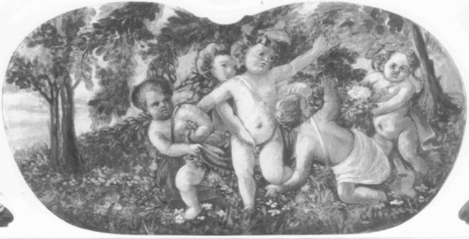 scena campestre con gioco di putti (dipinto) - ambito veneto (sec. XVIII)