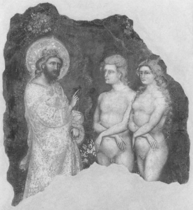 Adamo ed Eva rimproverati da Dio (dipinto) di Guariento di Arpo (sec. XIV)