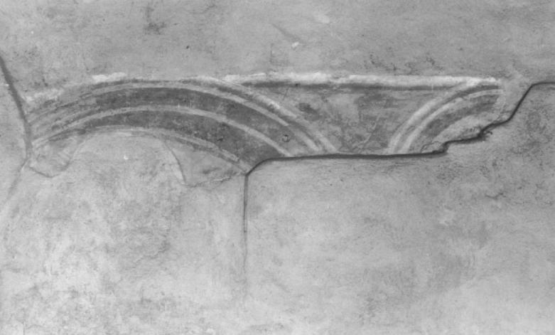 motivo decorativo a finte lunette e rosoni (dipinto) - ambito veneto (sec. XIV)