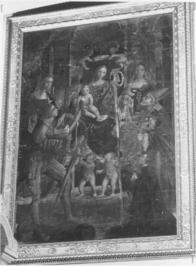 Madonna con Bambino e Santi (dipinto) di Francesco Da Milano (attribuito) (sec. XVI)