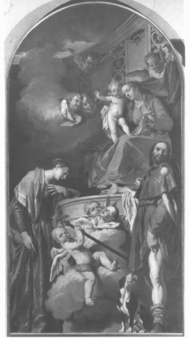 Madonna con Bambino e Santi Lucia e Rocco (dipinto) di Ceruti Giacomo Detto Pitocchetto (sec. XVIII)