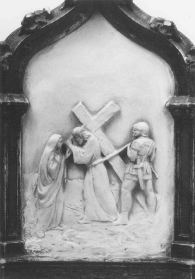 IV stazione; Gesù incontra la Santissima madre (rilievo) - ambito veneto (sec. XIX)
