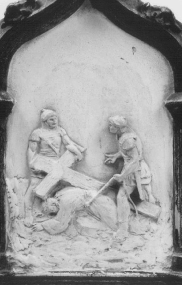 stazione VII: Gesù cade sotto la croce la seconda volta (rilievo) - ambito veneto (sec. XIX)