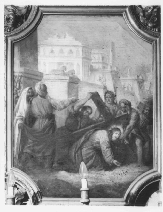 stazione VII: Gesù cade sotto la croce la seconda volta (dipinto) di Santi Sebastiano - ambito veneziano (sec. XIX)