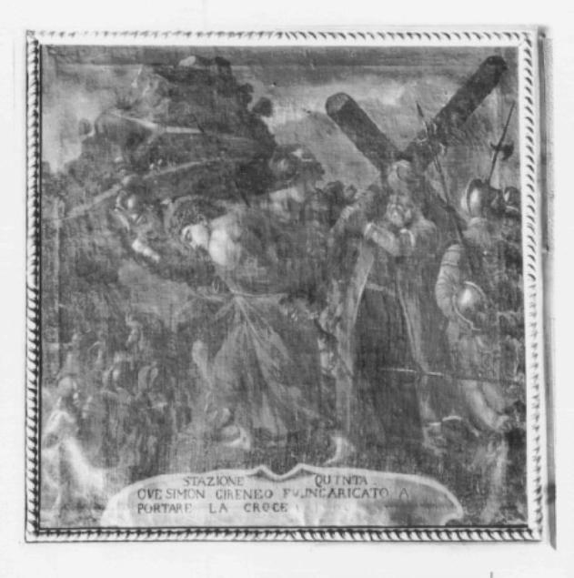 stazione V: Gesù aiutato dal Cireneo a portare la croce (dipinto) - ambito veneto (seconda metà sec. XVIII)