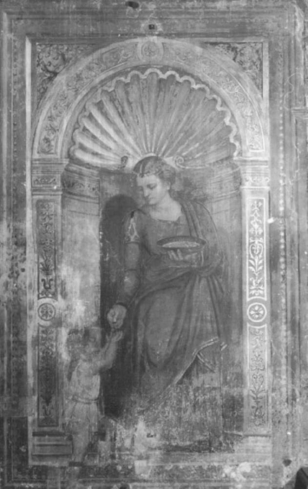 allegoria della Carità (dipinto) di Tessari Girolamo detto Girolamo Dal Santo (sec. XVI)