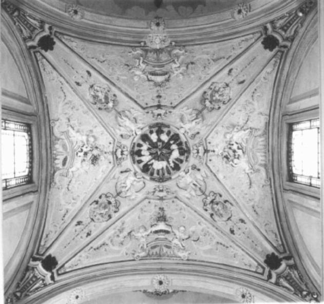 esaltazione delle virtù cardinali (decorazione plastica) di Parodi Filippo (maniera) (fine/inizio secc. XVII/ XVIII)