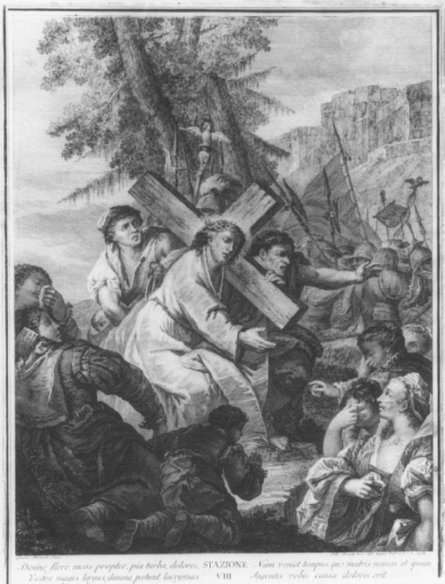 stazione VIII: Gesù consola le donne di Gerusalemme (dipinto) di Marieschi Jacopo detto Jacopo di Paolo (attribuito), Berardi Fabio (attribuito) (sec. XVIII)