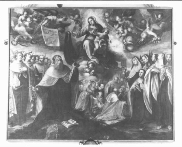 San Simone Stock riceve dalla Madonna l'abito dei Carmelitani (dipinto) di Bissoni Giovan Battista (sec. XVII)