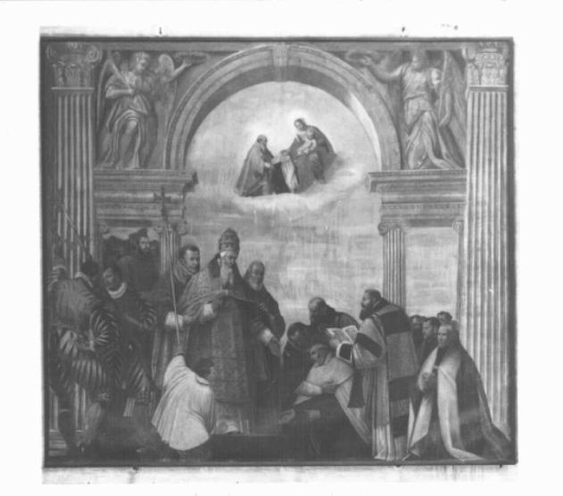 papa Onorio IV conferma la regola carmelitana (dipinto) di Varotari Dario (sec. XVI)