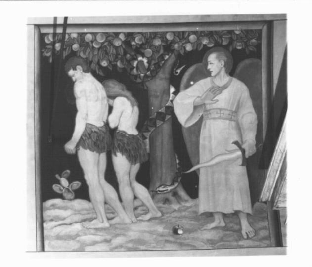 Adamo ed Eva cacciati dal paradiso terrestre (dipinto) di Fasal Antonio Sebastiano (sec. XX)