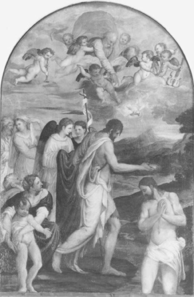 battesimo di Cristo (dipinto) di Campagnola Domenico (sec. XVI)