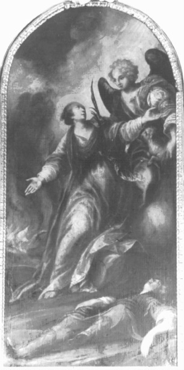 Sant' Agnese in gloria (dipinto) di Bissoni Giovan Battista (sec. XVII)