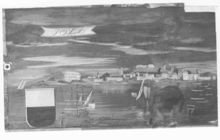 veduta di Pola (dipinto) di Fornasetti Pietro (sec. XX)