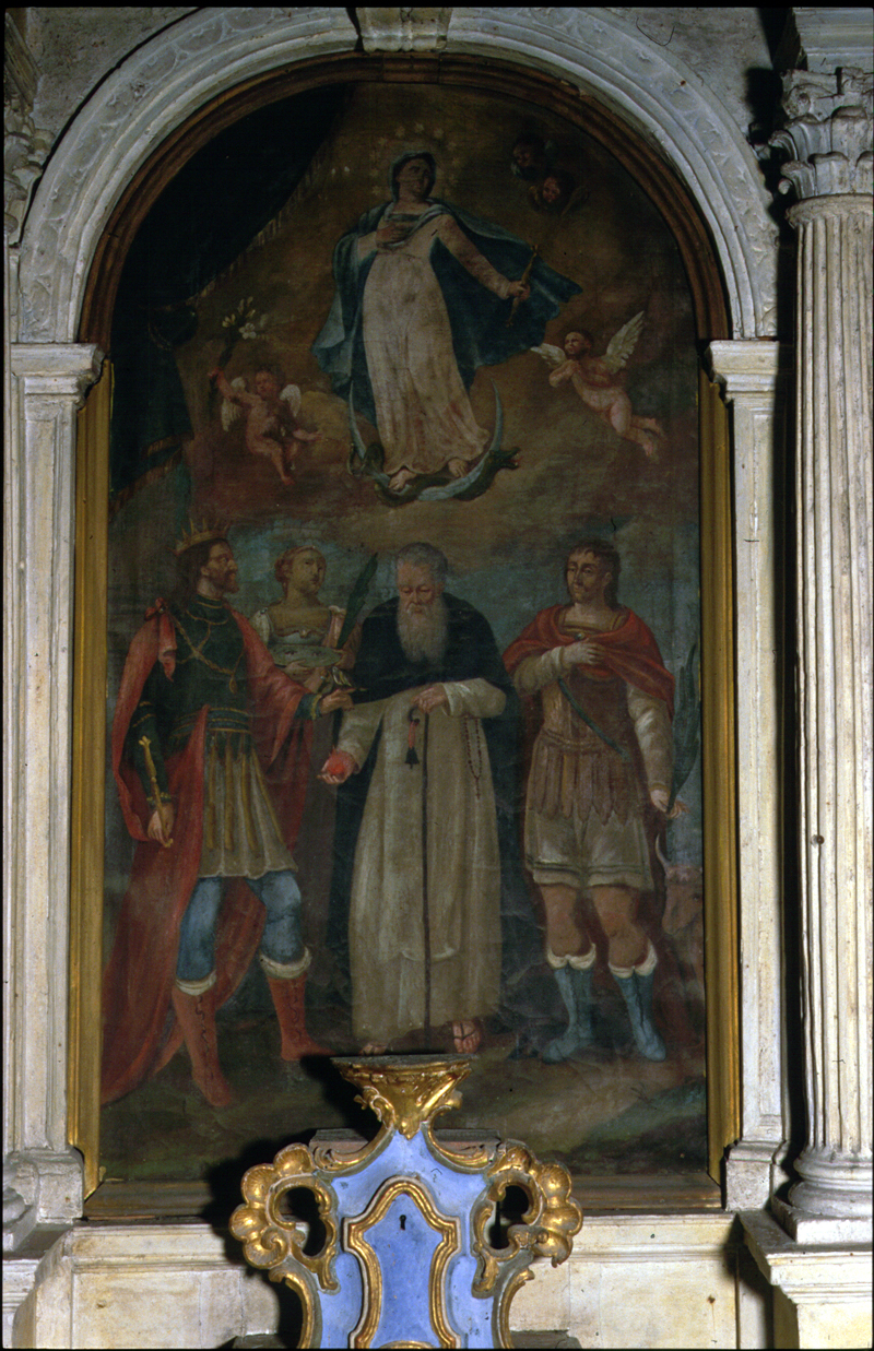 Madonna Immacolata, Sant'Antonio Abate, Sant'Osvaldo, Santa Lucia e San Floriano (dipinto) - bottega veneta (sec. XVIII)